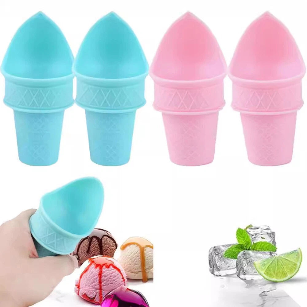 Set of 4 Mini Ice Cream Cone Scoop Holders - Pink & Blue