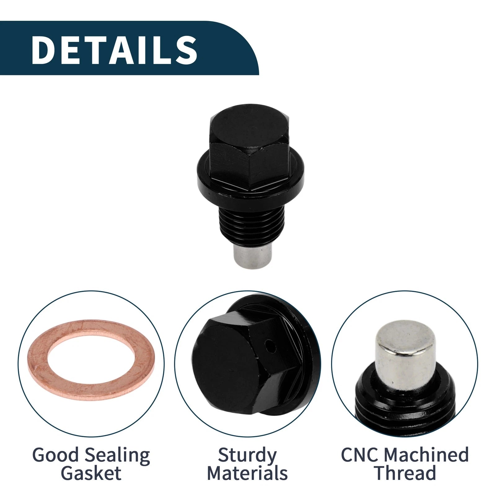 Oil Drain Plug for M121.5, Black, 1 Pc