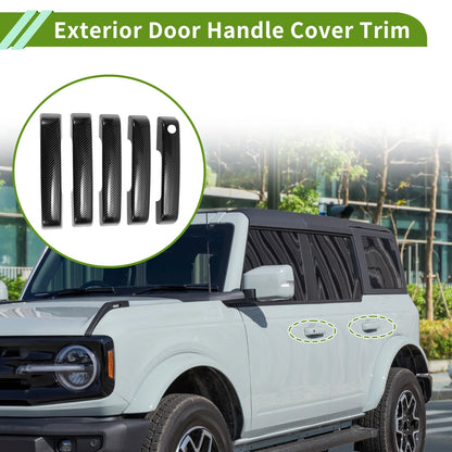 Exterior Door Handle Cover Trim for Ford Bronco 2021–2025 Carbon Fiber Black 1 Set