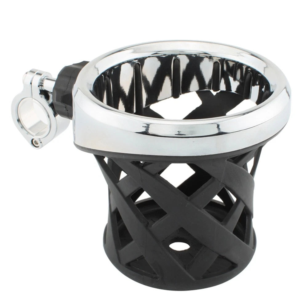 1 Pc Drink Cup Holder with 7/8"-1" Clamp for Motorcycle (Chrome)