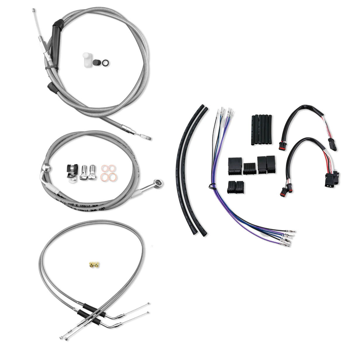 14" Chrome Brake Line Kit for Harley Softail (2011–2015) No ABS