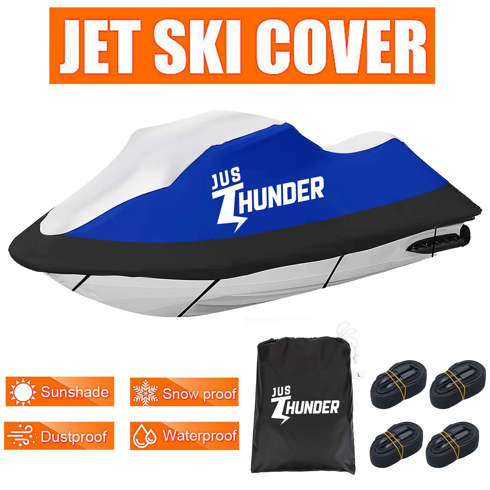 Jet Ski Cover for Yamaha Sea-Doo Kawasaki (120-135", Anti-UV, Waterproof)