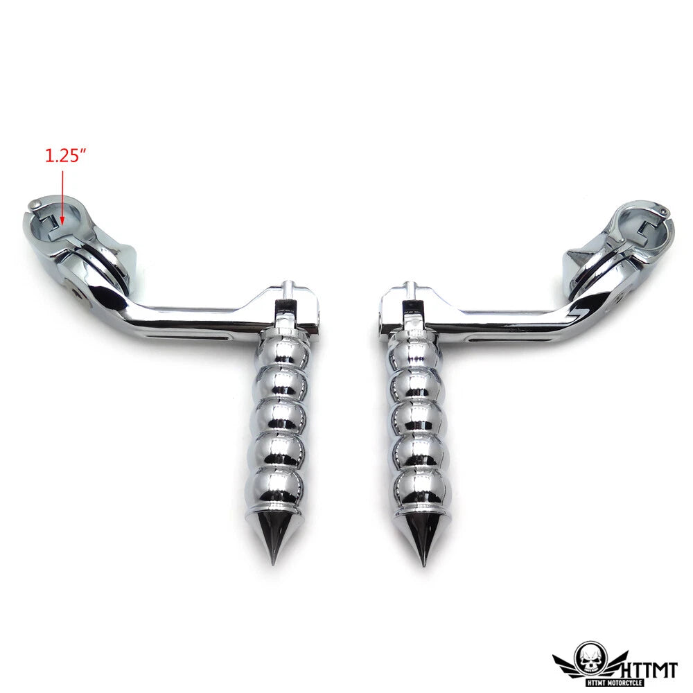 Chrome 5" Long Foot Pegs for Harley SuperLow 1200 (2011–2020)