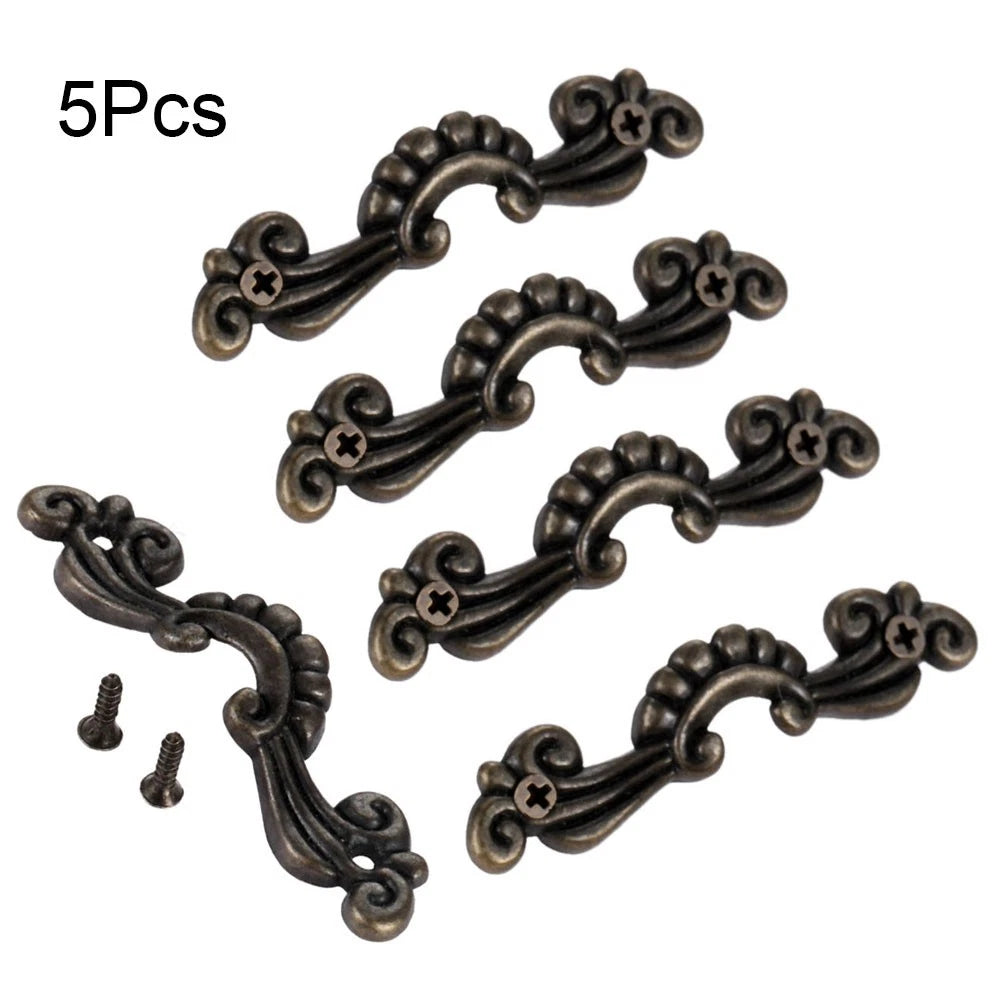 5X Antique Bronze Flower Cabinet Drawer Knob Pull Handle