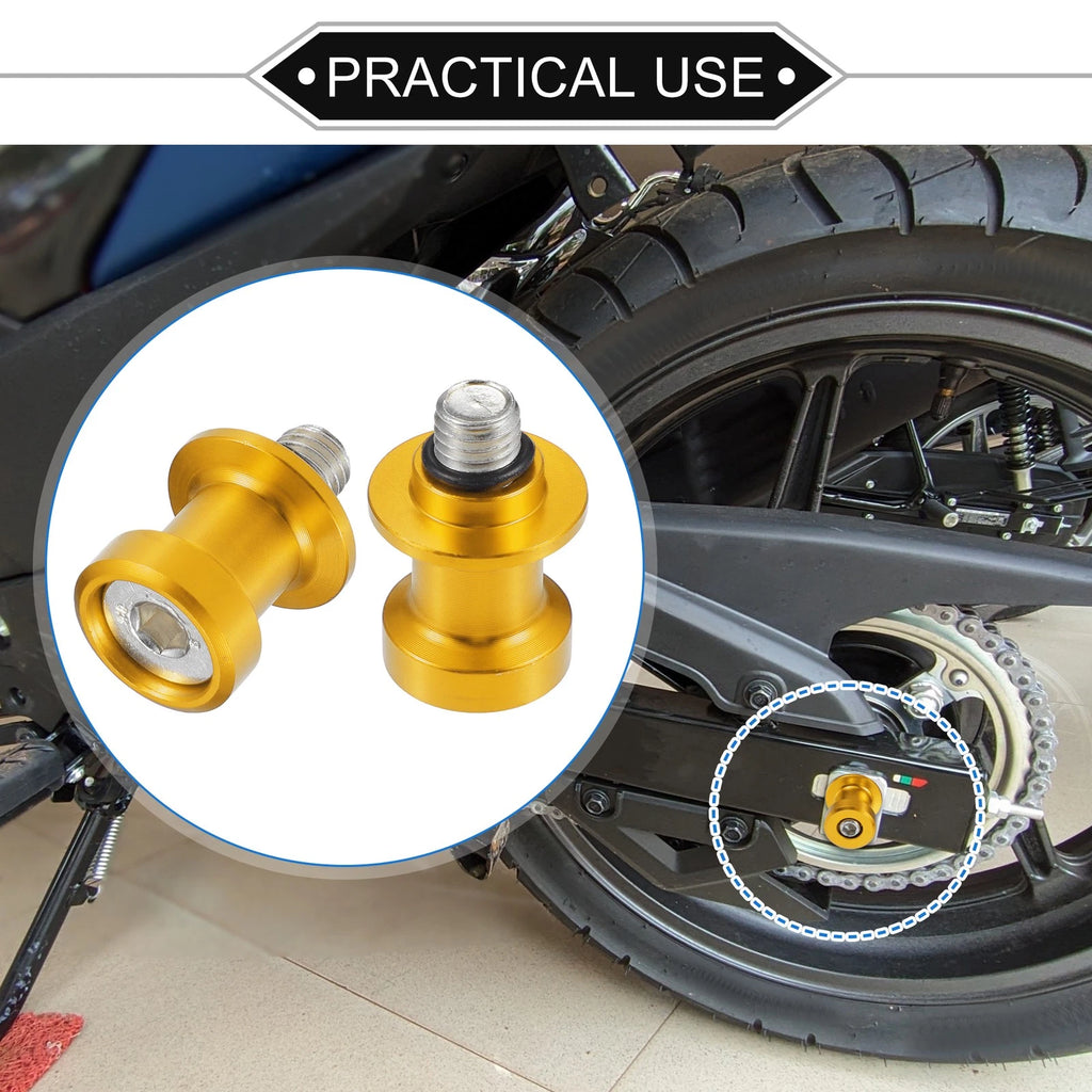 Motorcycle Swingarm Spools 10mm CNC for Gold Tone Stand Pair (2000–2026)