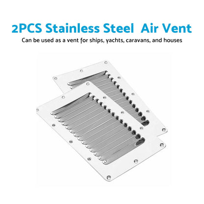2X Stainless Steel Rectangular 14 Louvre Air Vents for Caravan Boat