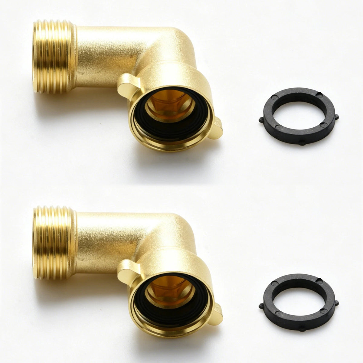 Set of 2 Brass 90° Garden Hose Elbow Connectors for RV Camper