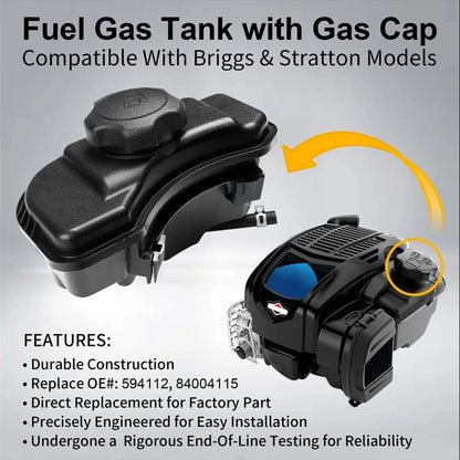 Fuel Gas Tank with Cap for Briggs & Stratton (Replace 594112, 84004115)