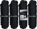 Set of 4 Dock Lines for Boat 1/2 in 25 FT Double Braid Nylon Black