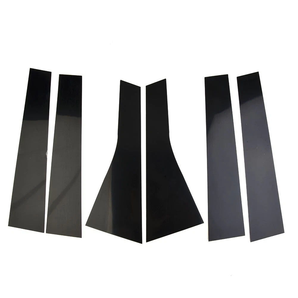 Set of 6 Post Side Trim Pillar Stickers for Black Polycarbonate