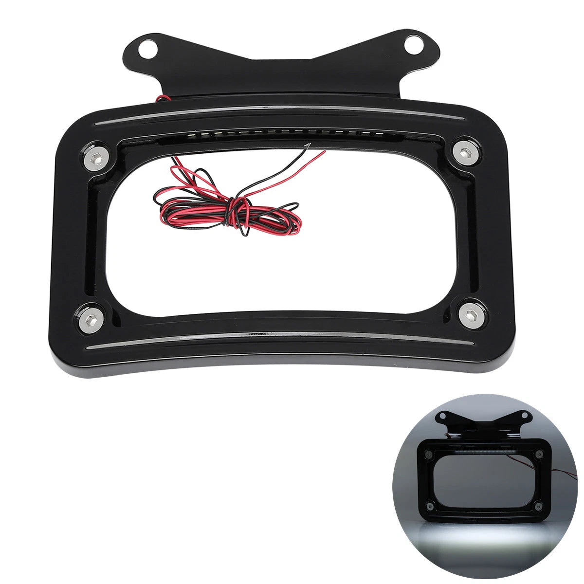 Rear Curved License Plate Frame with LED Light for Harley Touring (2014–2023)