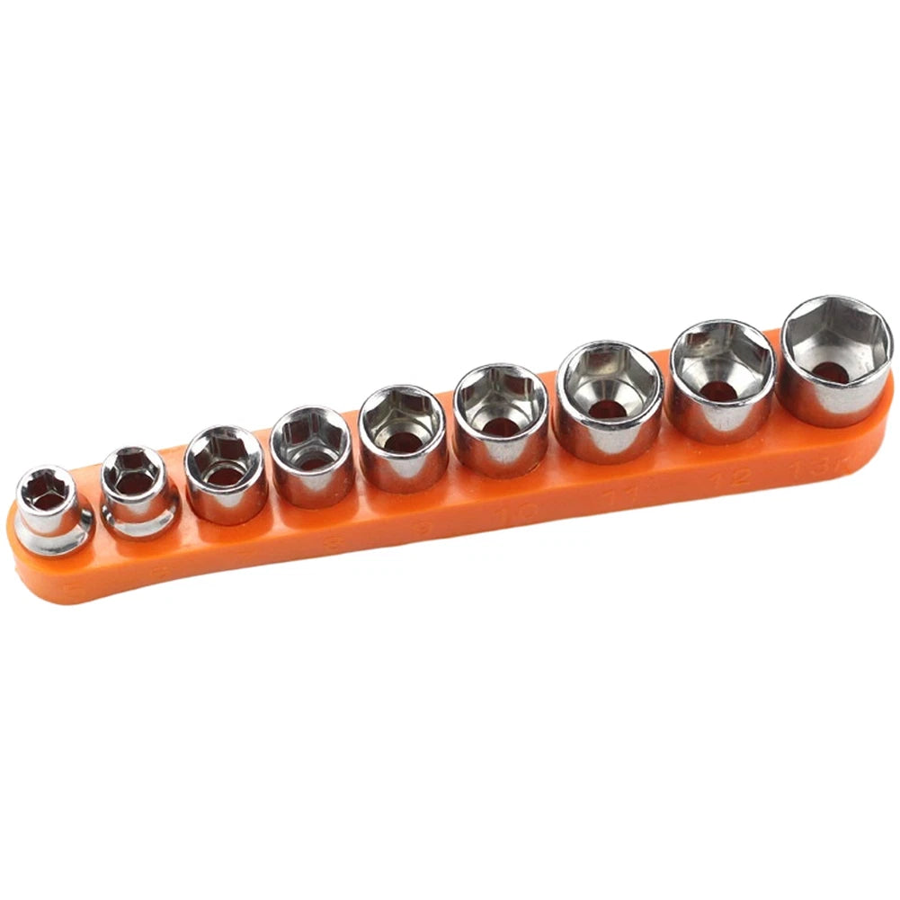 9-Piece Galvanized Steel Socket Set 5mm-13mm