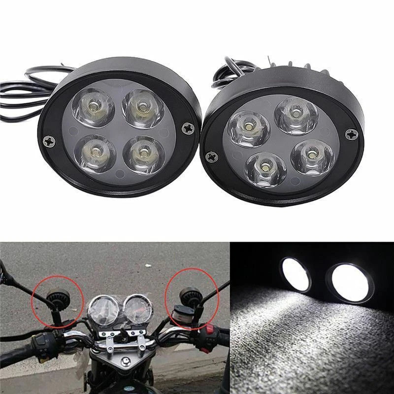 2X LED Motorcycle Mirror Mount Driving Headlight Fog Spot Light