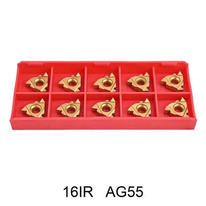 10X Carbide Inserts for CNC Lathe 16IR AG55 Left Thread Cutting Tool Set