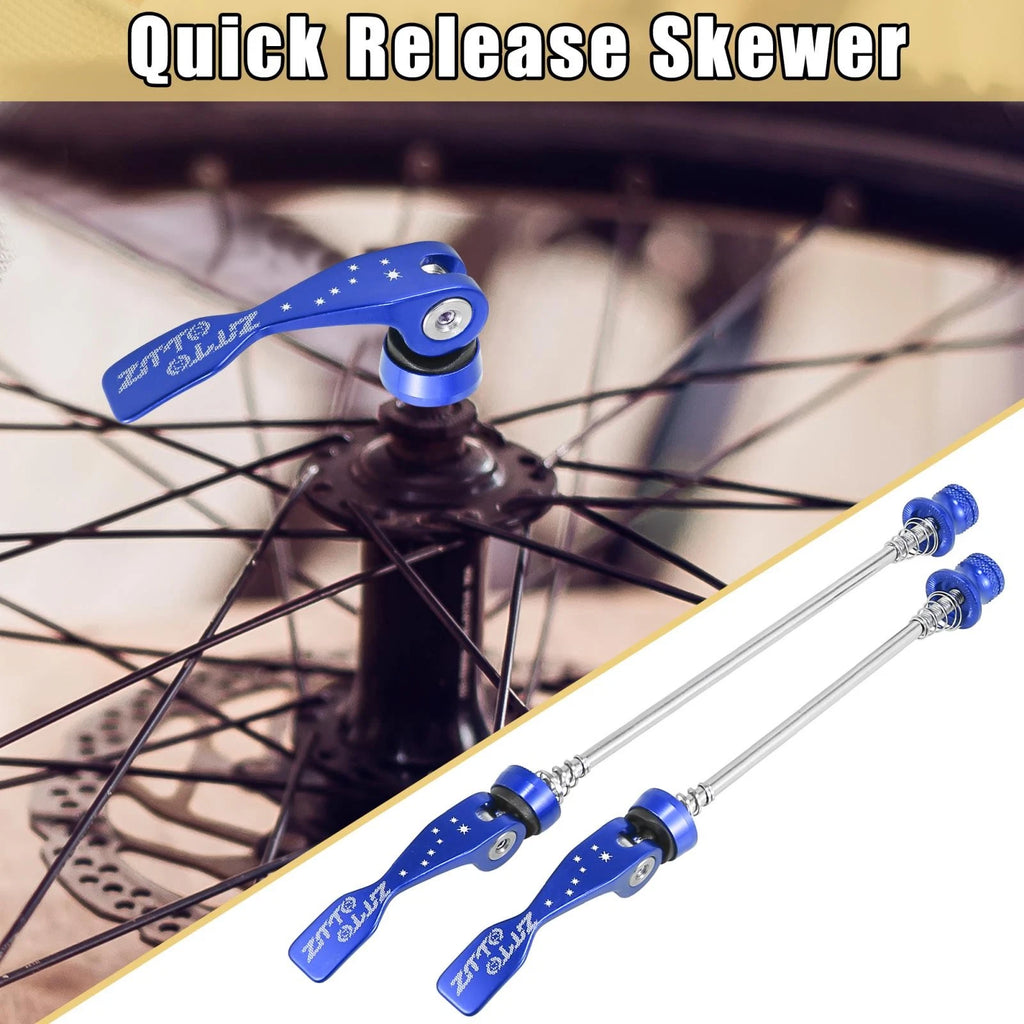 Quick Release Skewer Set for Mountain Bike Front Rear Axle (Blue)