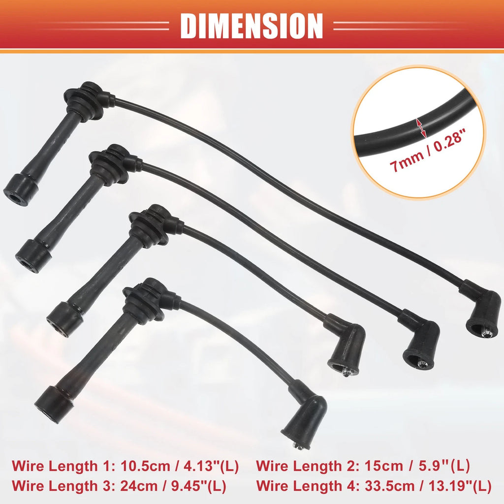 4PCS Spark Plug Wire Ignition Cable for Mazda MX-3 (1994–1996)