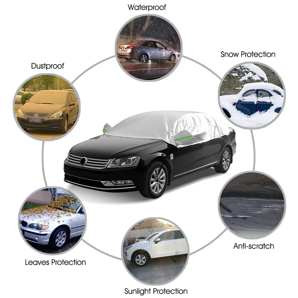 All Weather Half Body Cover for Car Sedan (UV, Rain, Snow, Dust Resistant)