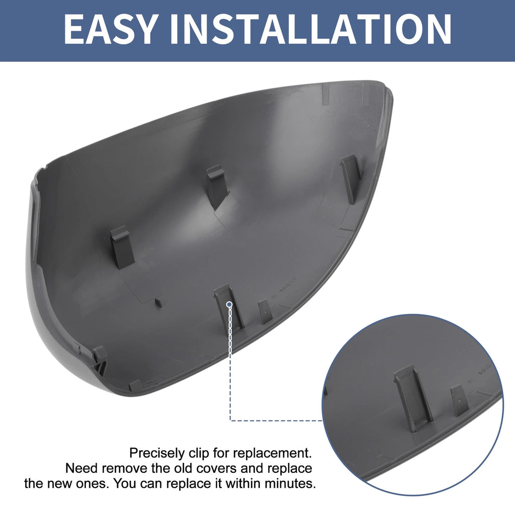 Right Driver Side Mirror Cover Cap Replacement Gray for Fiat Panda (2003–2012)
