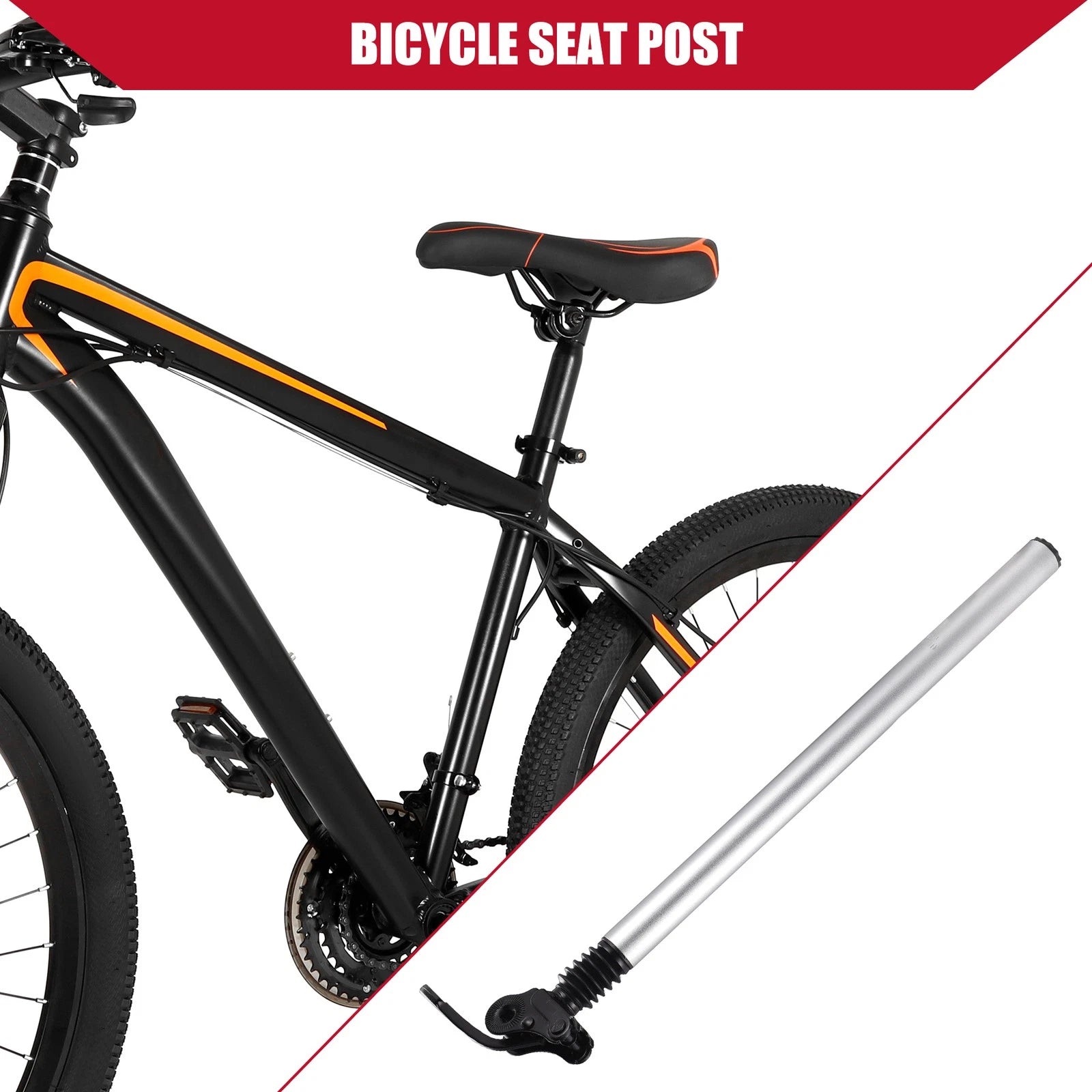 Adjustable Seat Post for MTB Mountain Bicycle 31.8x550mm Silver (Tone)