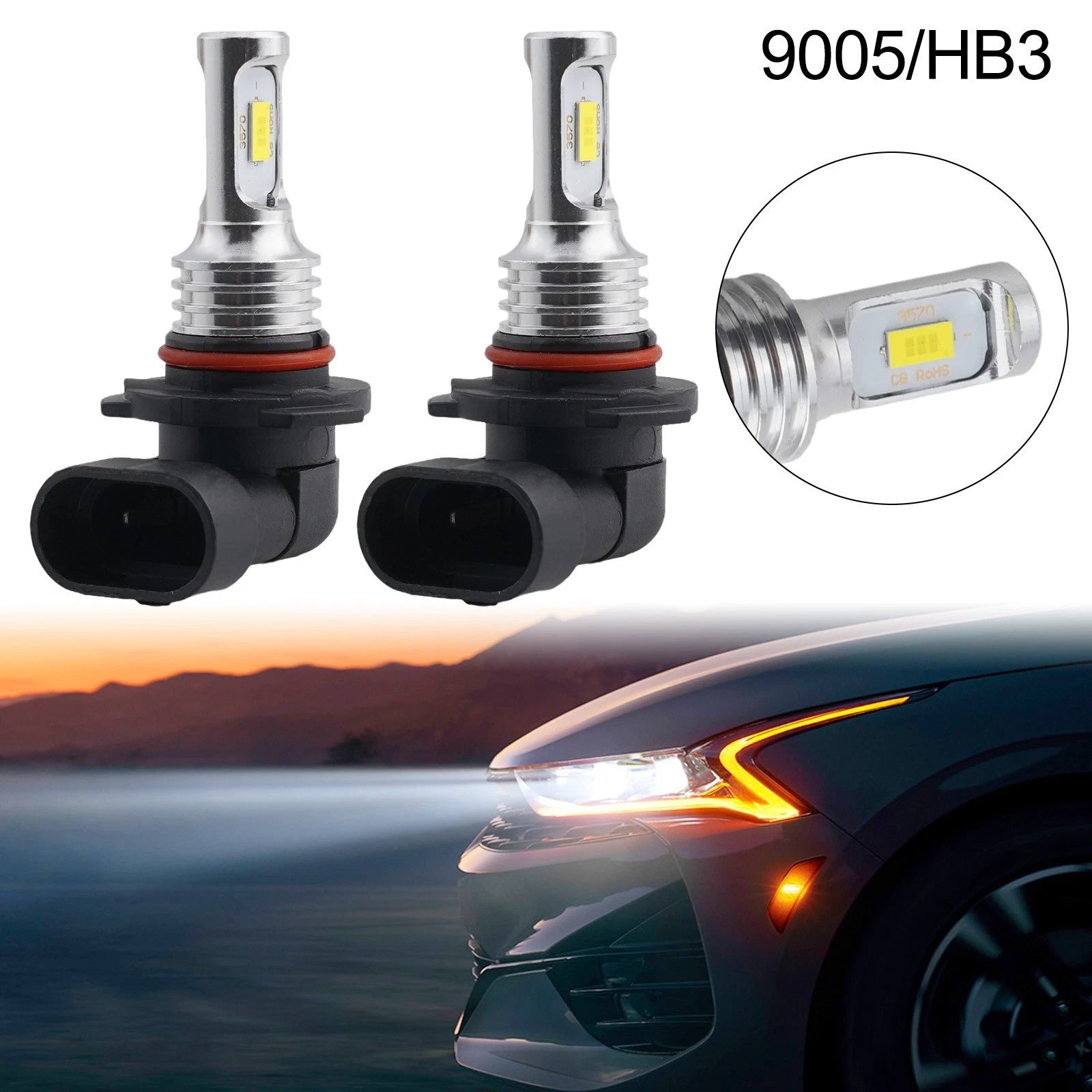 2X 9012 LED Headlight Bulbs for RAV4 (2016–2018) Improved Illumination