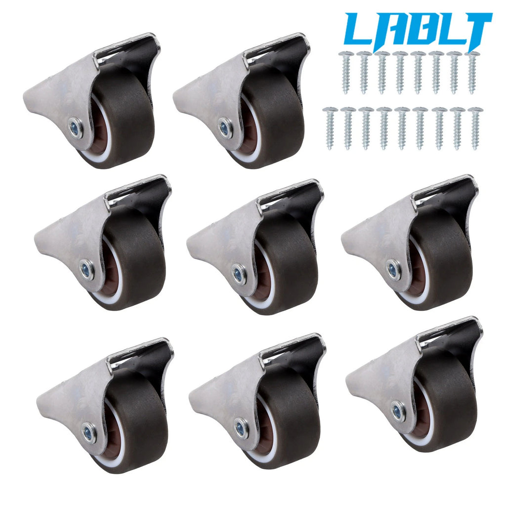 Set of 8 Mini Fixed Caster Wheels for Various Applications (1")