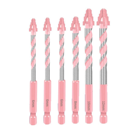 6X Glass Tile Punching Drill Bits Set for Eccentric Four Flute