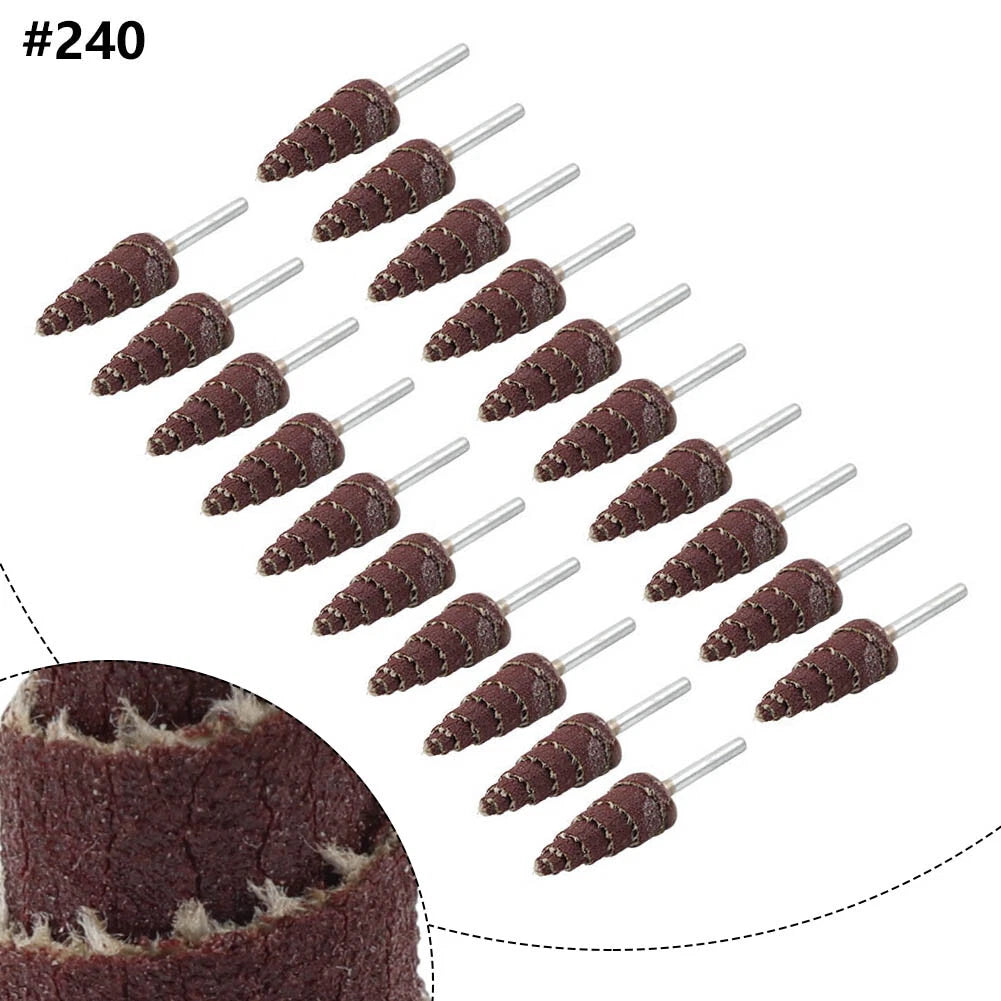 20pcs 10x3mm 240#-400# Cone Sandpaper Flap Sanding Polishing Wheel Rotary Tool