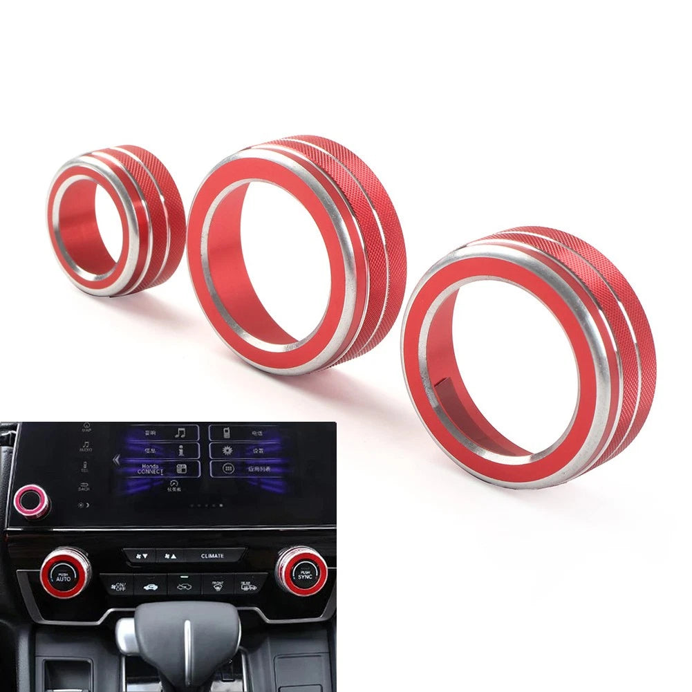 3X Interior AC Climate Switch Knob Ring Cover Trim for Honda CRV (2017–2022)