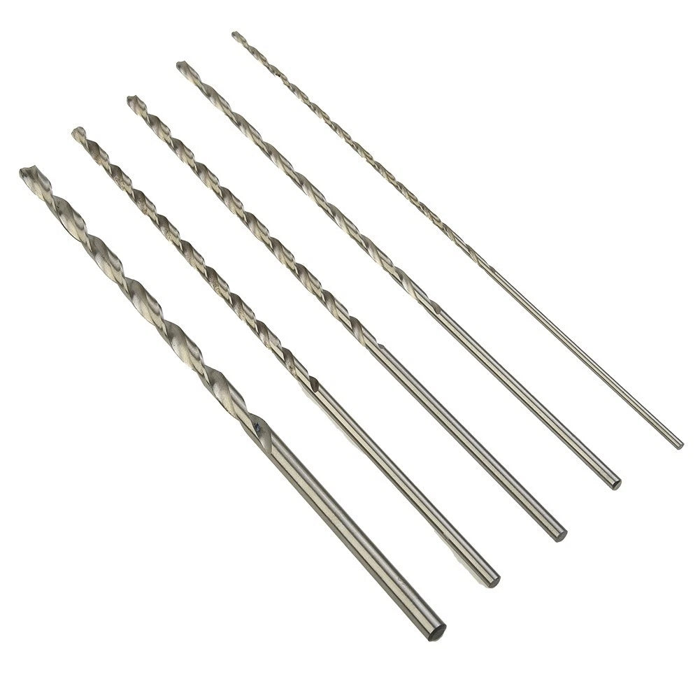 5Pcs HSS Extra Long Drill Bit Set for Metal (160mm, 2/3/3.5/4/5mm)
