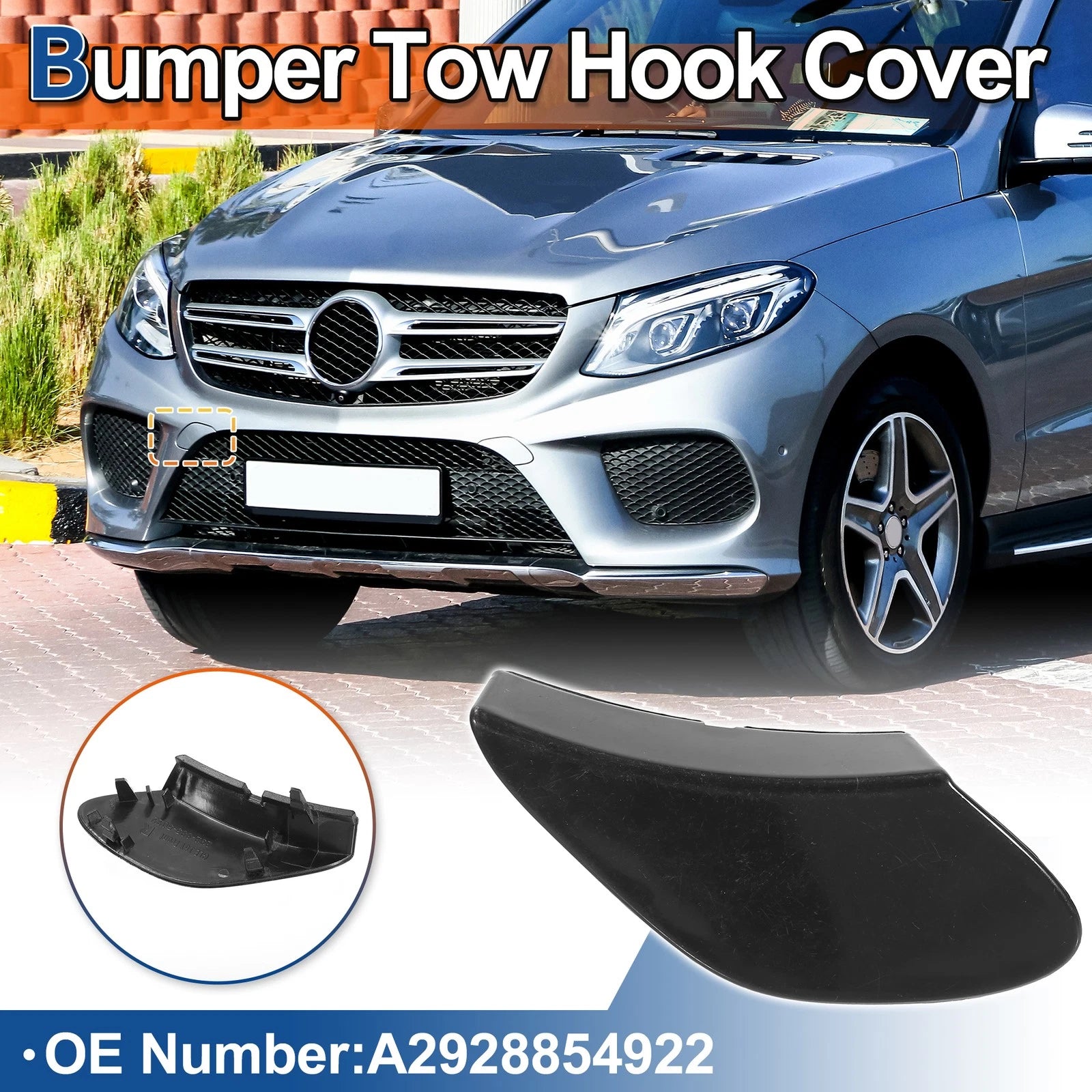 Front Tow Hook Cover Unpainted Replacement for Mercedes-Benz GLE (2016–2019)