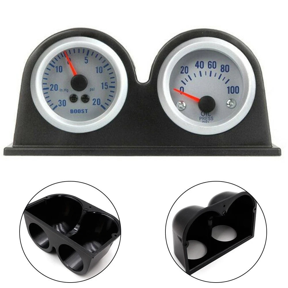 Dash Gauge Pod Holder for Dual Auto Gauges 2in/52mm (Universal)