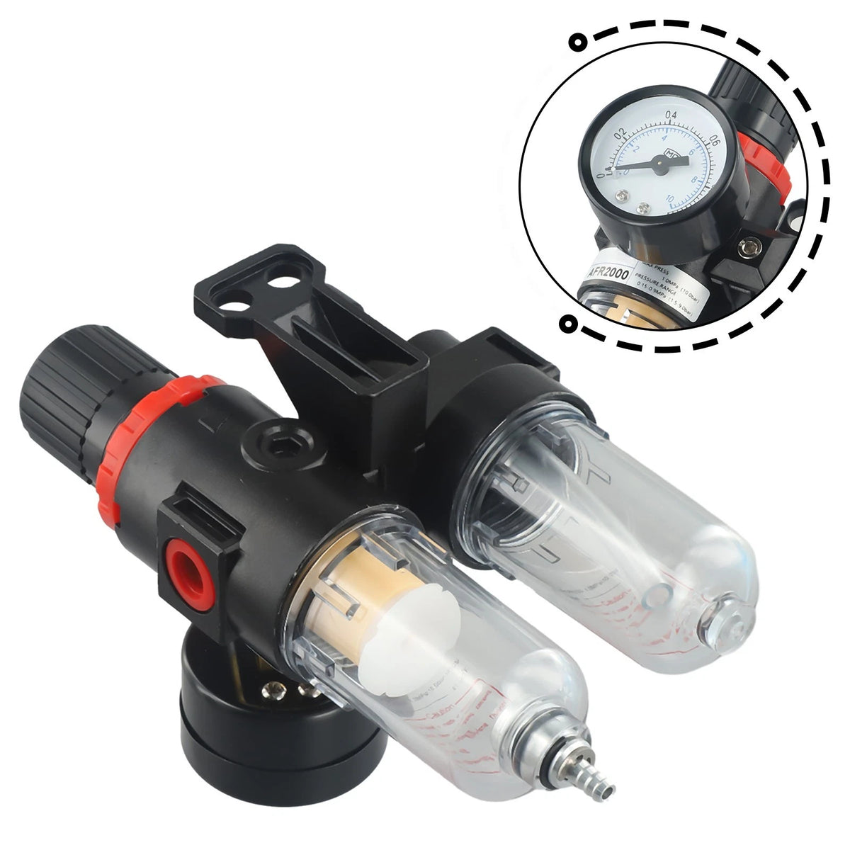 Air Compressor Filter Tool with Pressure Gauge for Automotive Use