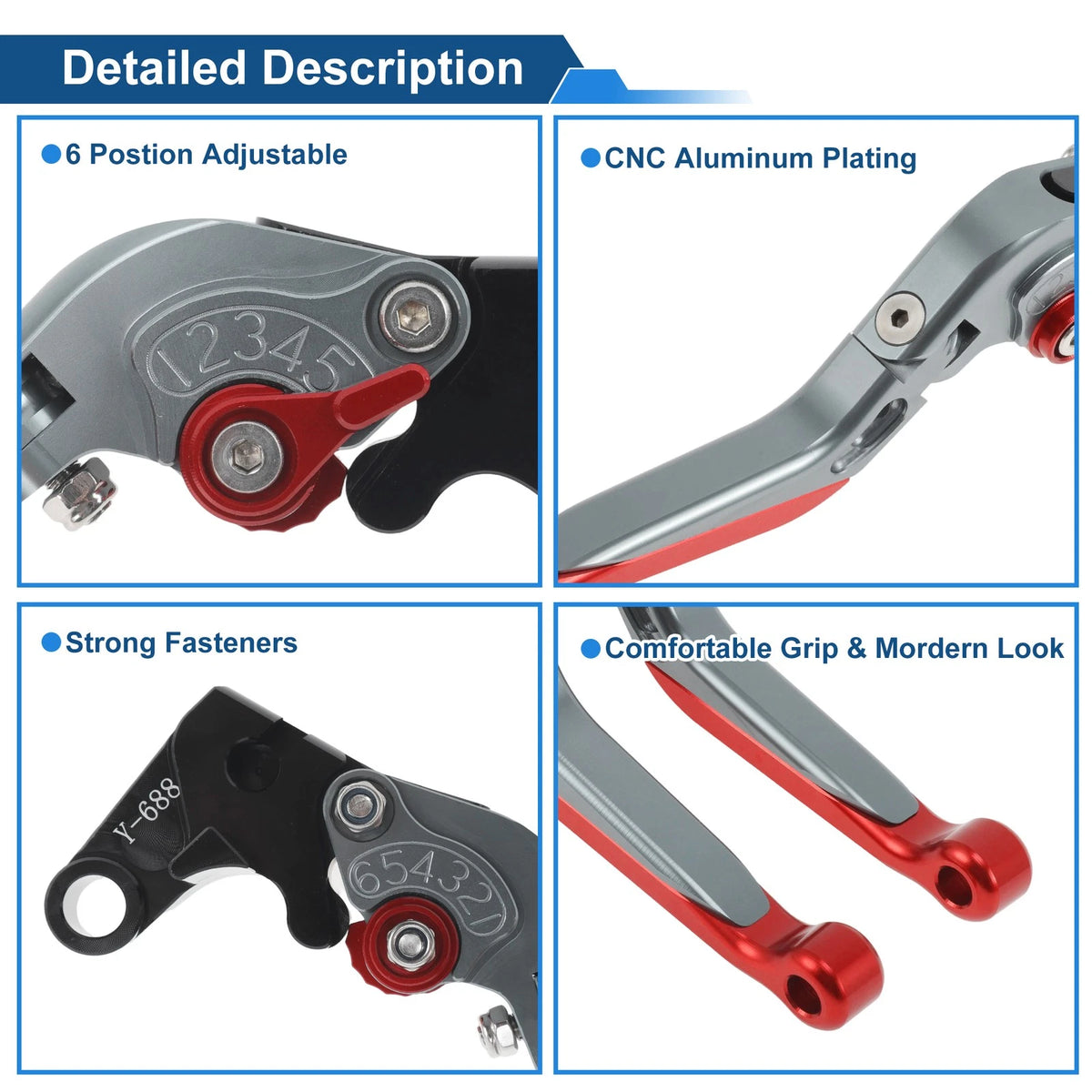 Brake Clutch Levers for Yamaha YZF-R7 (2021–2025) Titanium Red End 1 Pair