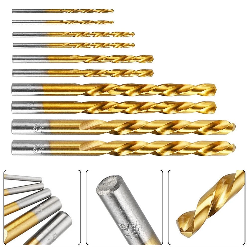 Set of 10 HSS Left Hand Drill Bits 3.2-8.7mm