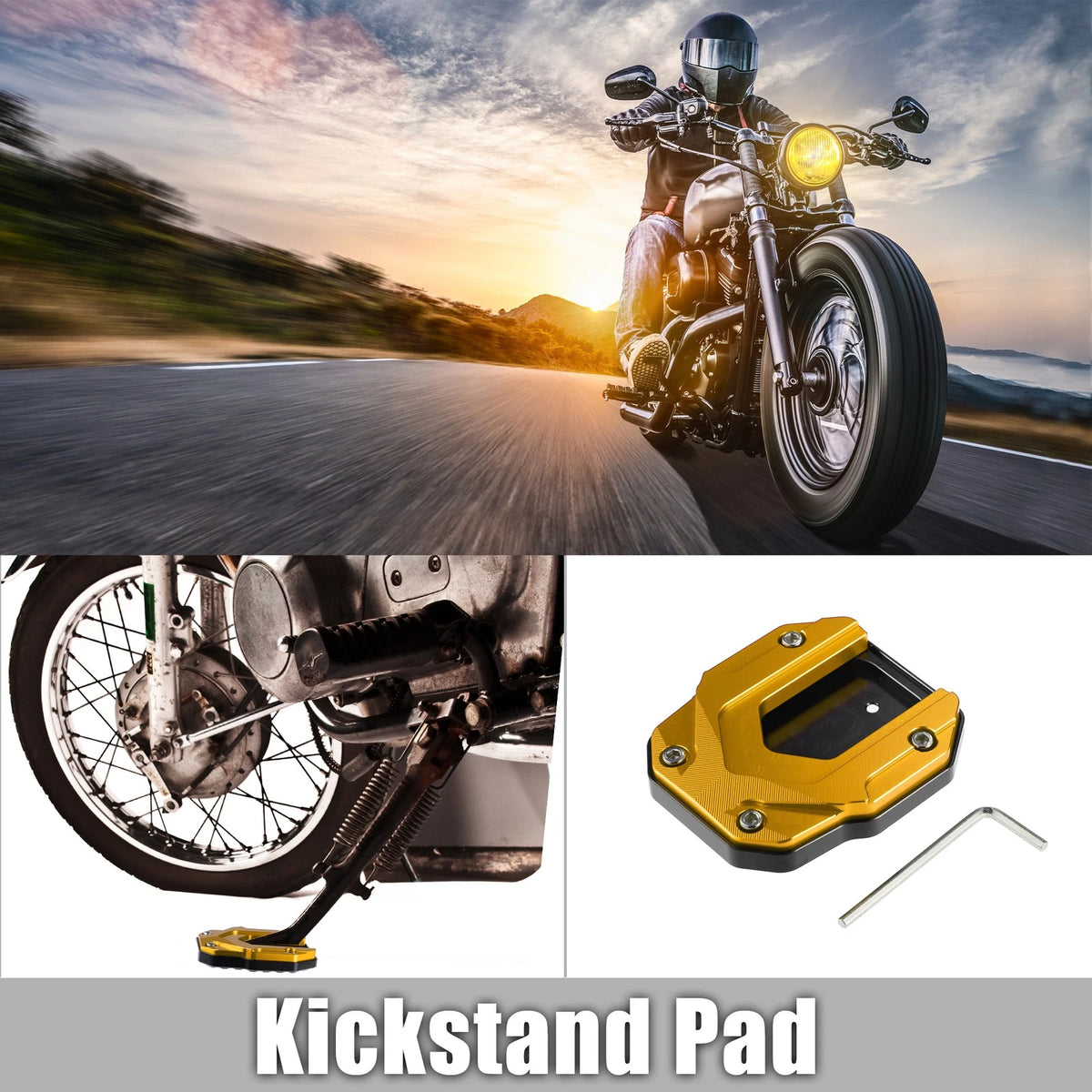 Aluminum Alloy Kickstand Plate Pad Replacement with Wrench for BMW (2005–2015)