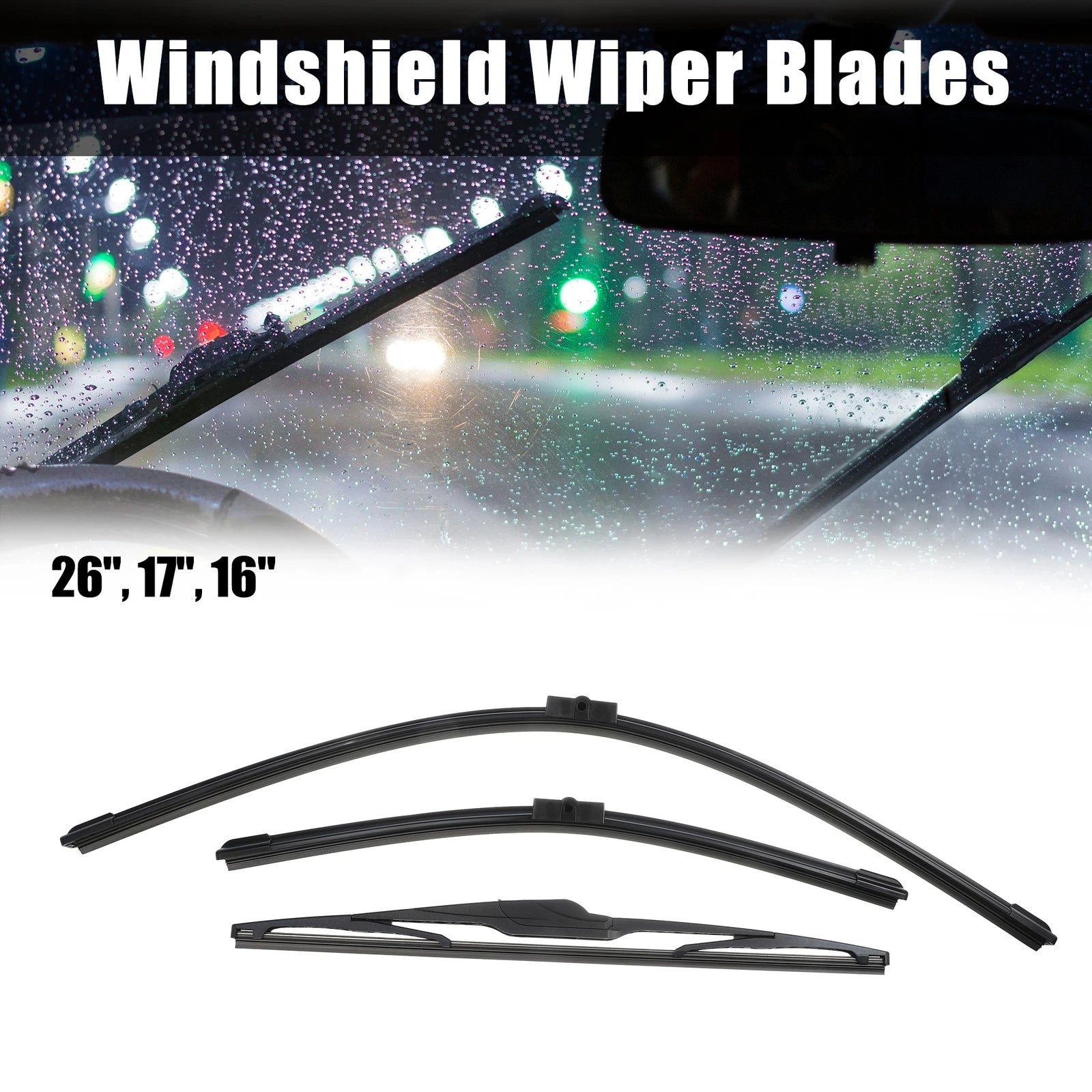 3X Windscreen Wiper Blades for Peugeot 207 Hatchback (2006–2015)
