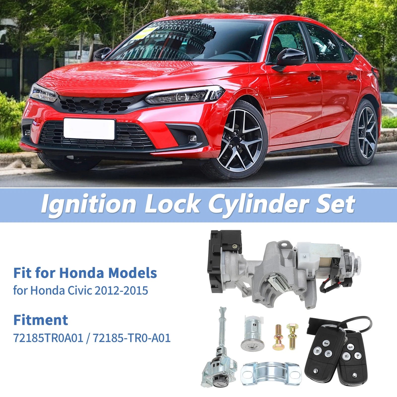Ignition Lock Cylinder for Honda Civic 2012–2015 Replacement Set