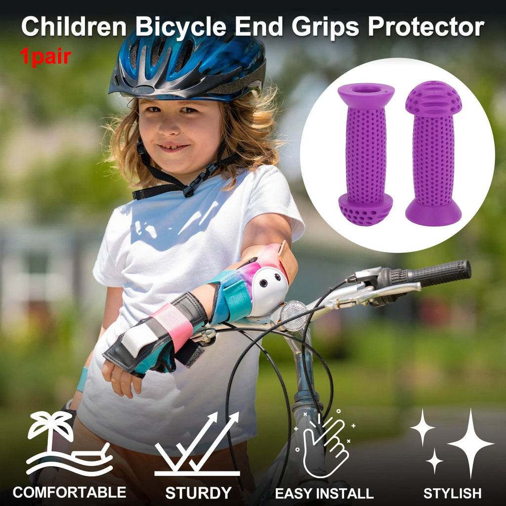 Handlebar Grip Cover 100mm Soft MTB End Protector for Child Bike (Purple)