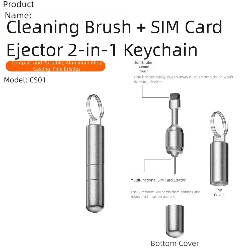 2X Aluminum SIM Card Ejector & Cleaning Brush Set for Universal Use