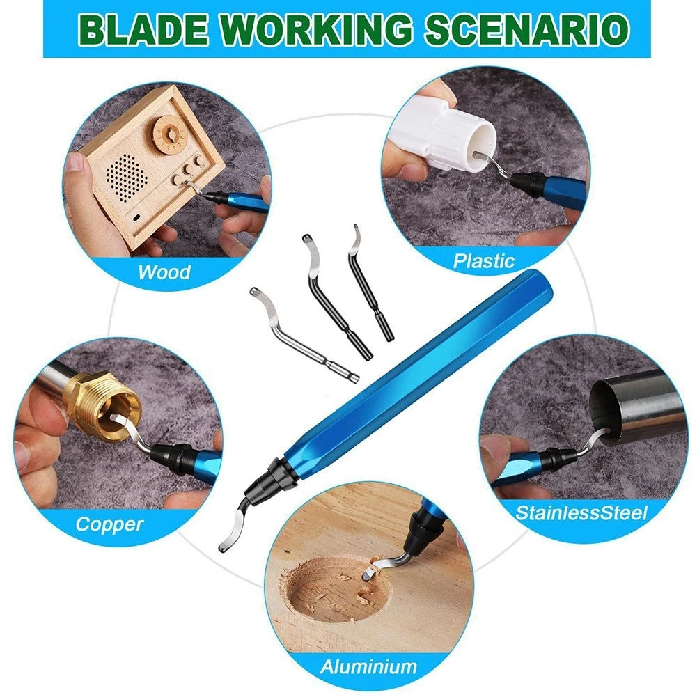 Deburring Tool Set for 3D Printing (Carbon Steel Blades, Ergonomic Grip)
