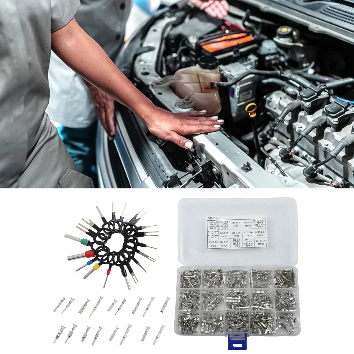 Complete 345 Terminal Pins Kit for Automotive Electrical (Universal)