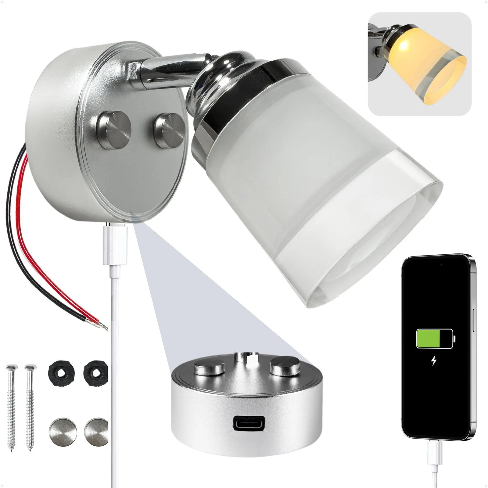RV LED Reading Light for RVs (200LM, Touch-Sensitive, USB-C, 10-28V)