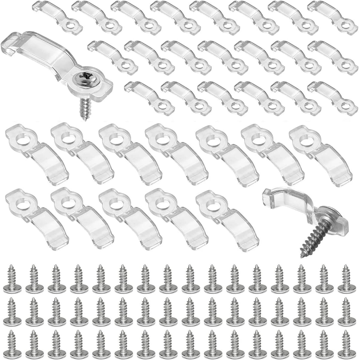 100 Pack Transparent LED Strip Mounting Clips for 8mm 9mm 10mm Tape