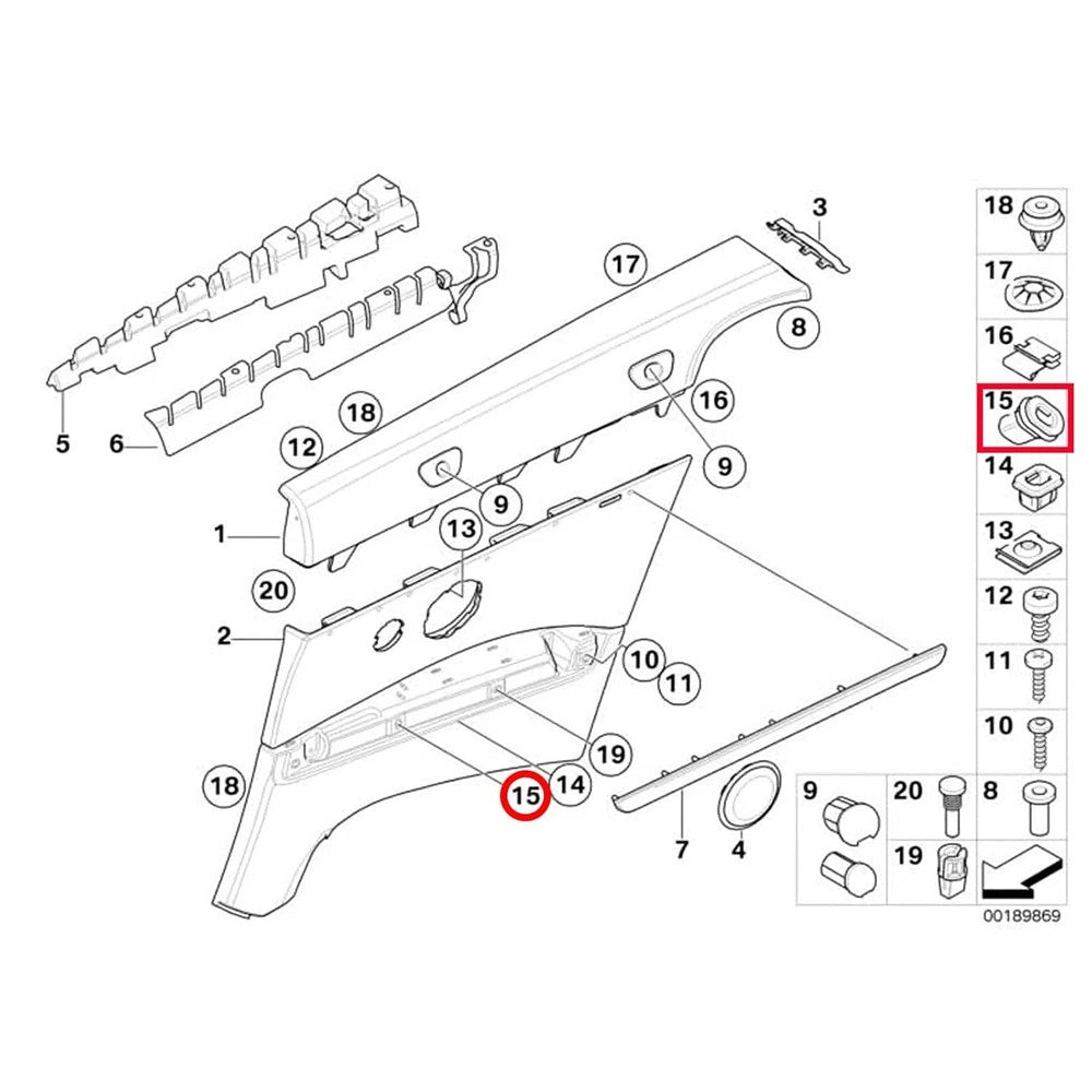 20x Interior Trim Moulding Clip Retainer for BMW E38 E39 E90 E91 E92 (1995–2012) 51458161557
