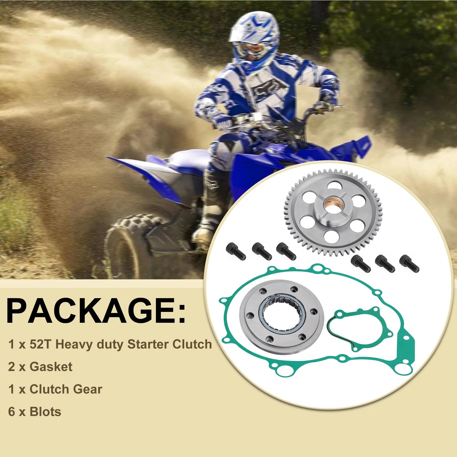 Heavy Duty Starter Clutch Kit Gear Gasket for Yamaha Raptor 660R (2004–2005)