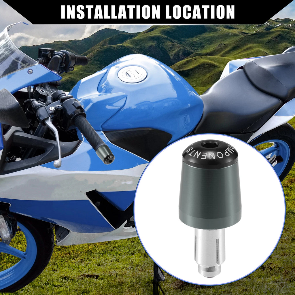 2 Pcs Handlebar End Plug Grips 7/8" for Honda Titanium Tone