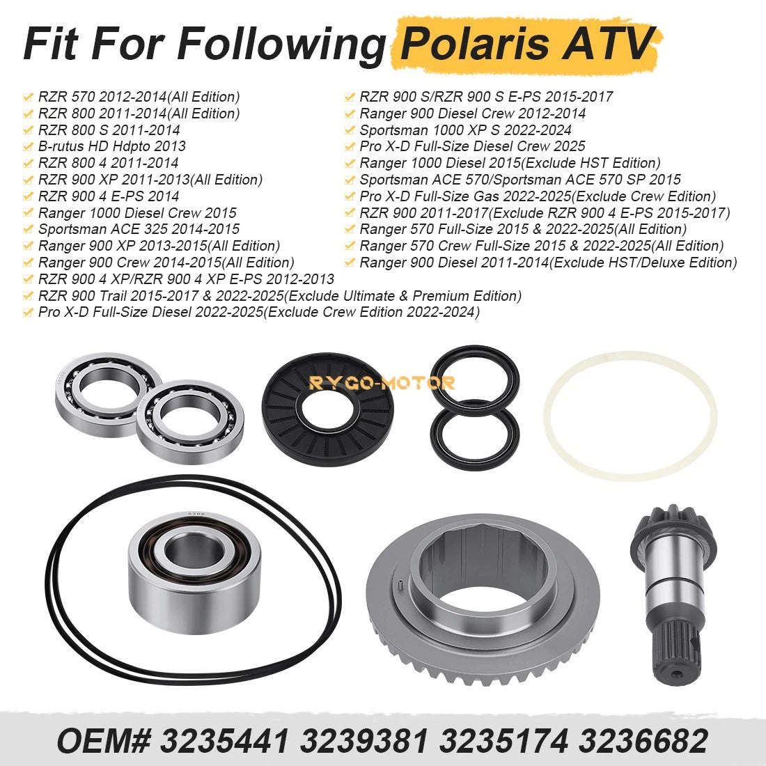 Front Differential Ring Pinion Gear Bearing for Polaris RZR 570 800 900 S 4 XP (2011–2020)