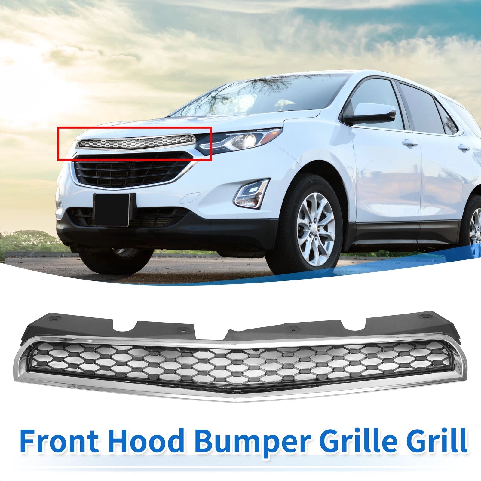 Front Upper Bumper Grille Replacement for Chevrolet Equinox (2010–2015) Silver