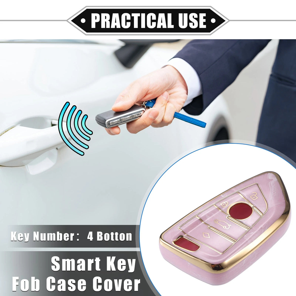 Smart Key Fob Cover Case 4 Button Remote for BMW 3 4 5 6 7 Series (2006–2022)