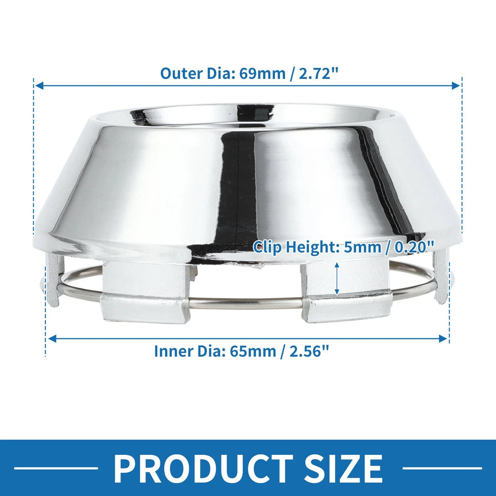 Universal Wheel Center Hub Cap 69mm Chrome Silver Tone